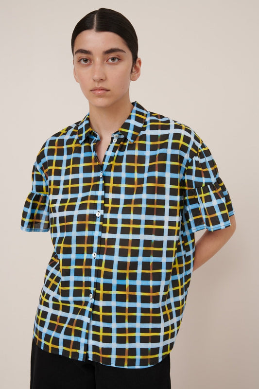 kowtow | Painterly Blouse | Neon Tartan | Palm Boutique