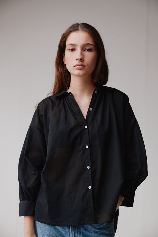 Mahsa | Dune Shirt Cotton Voile | Black | Palm Boutique