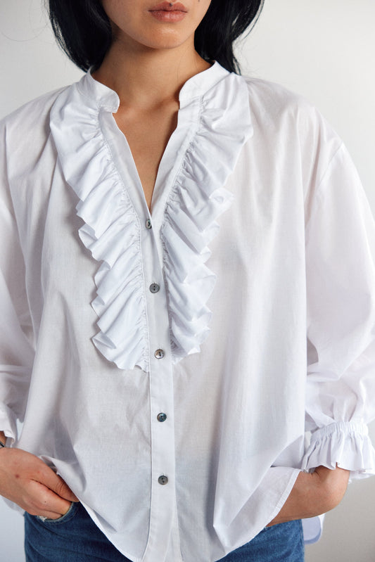 Mahsa | Jane Blouse Cotton Lawn | White | Palm Boutique