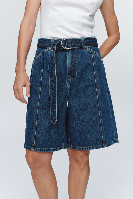 Marle | Belted Jean Short | Washed Indigo | Palm Boutique
