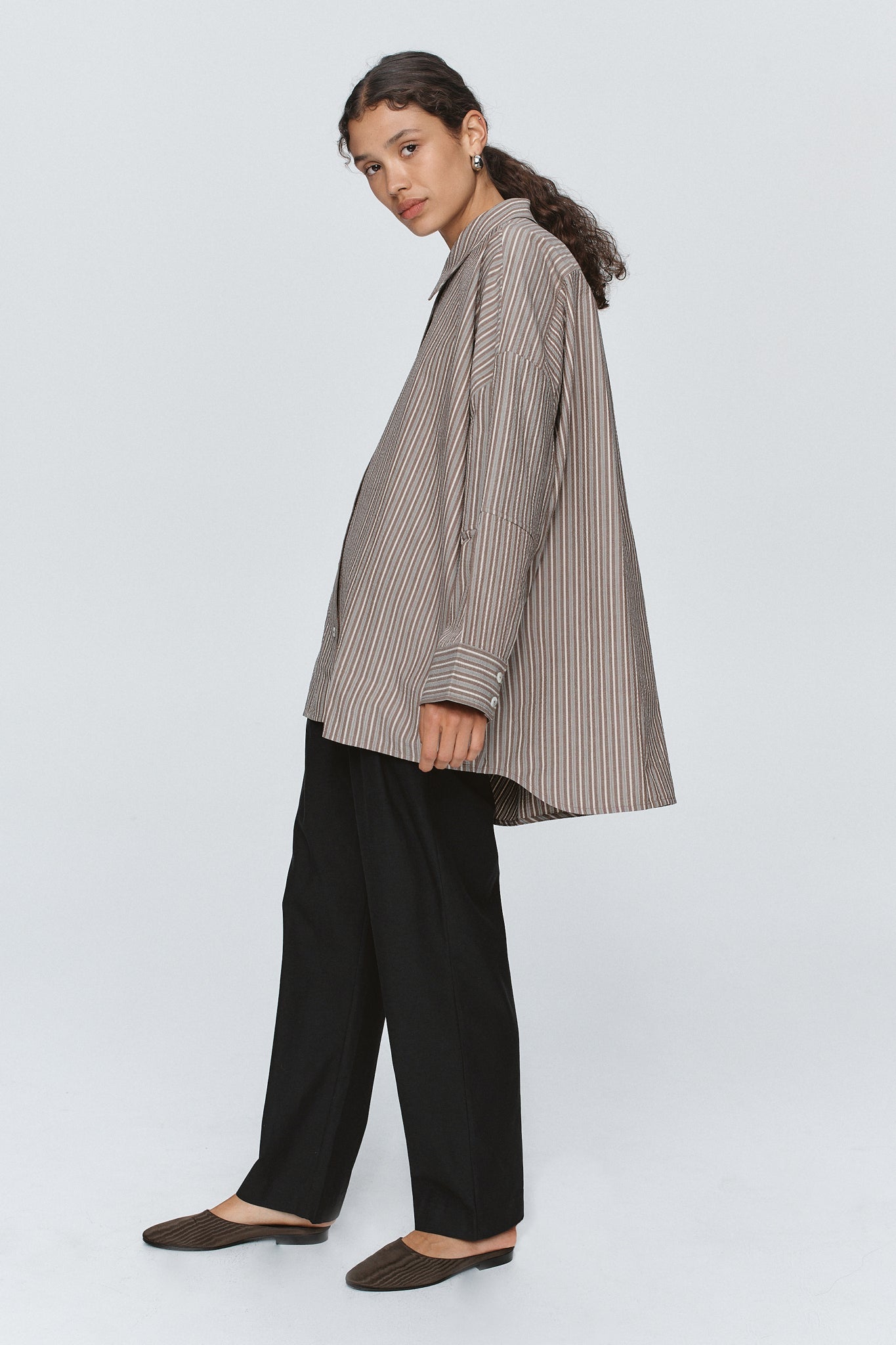 Marle | Edie Shirt | Chocolate Stripe | Palm Boutique