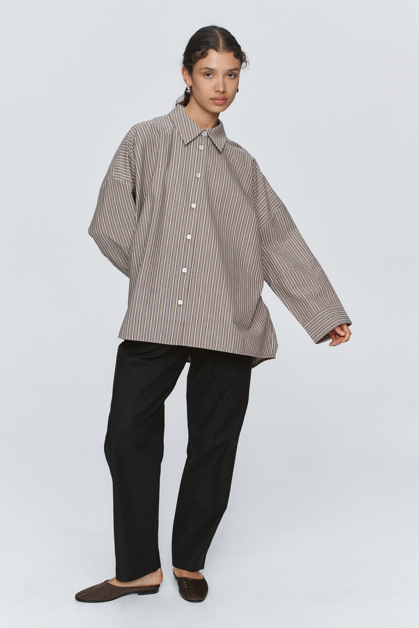 Marle | Edie Shirt | Chocolate Stripe | Palm Boutique