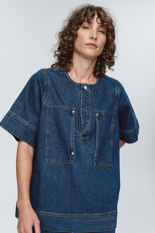 Marle | Patch Pocket Shirt | Washed Indigo | Palm Boutique