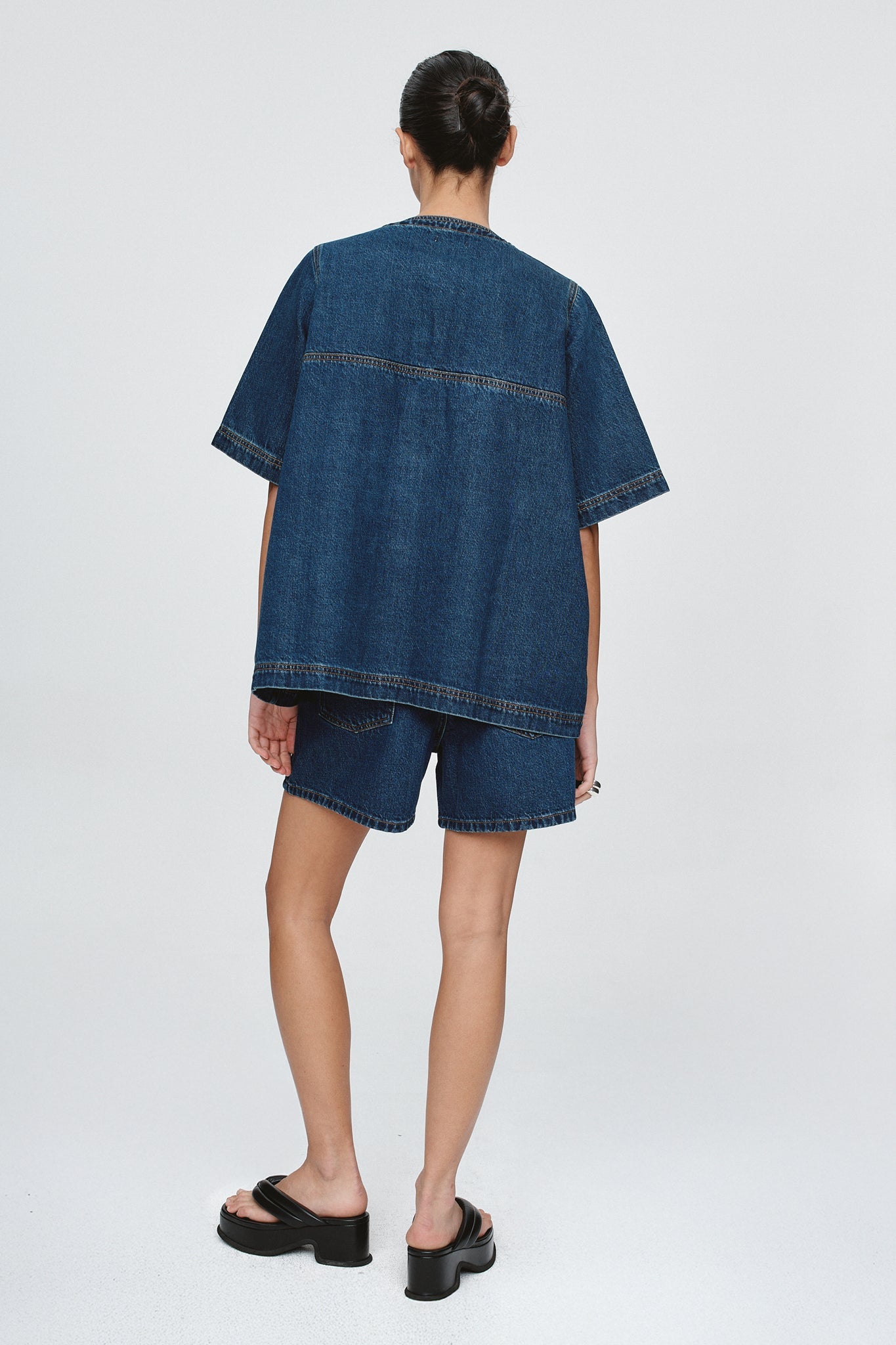 Marle | Short Sleeve Seam Shirt | Classic Blue | Palm Boutique