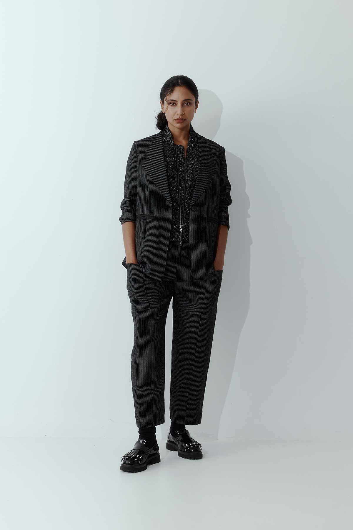 Newlands | Sherlock Blazer | Black Stripe | Palm Boutique