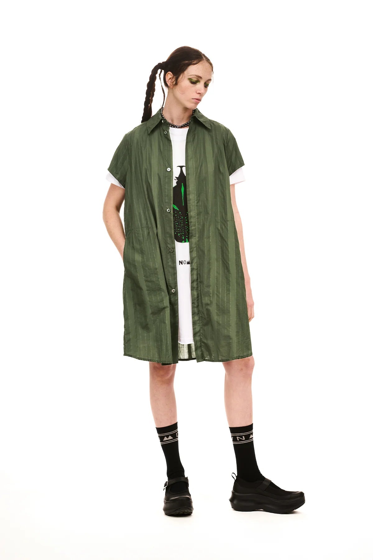 NOM*d | Grid Shirt Dress | Green Olive | Palm Boutique