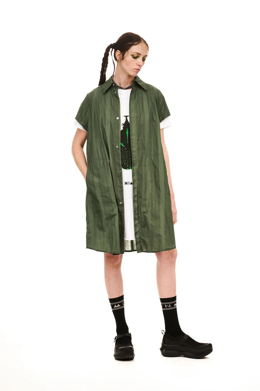 NOM*d | Grid Shirt Dress | Green Olive | Palm Boutique