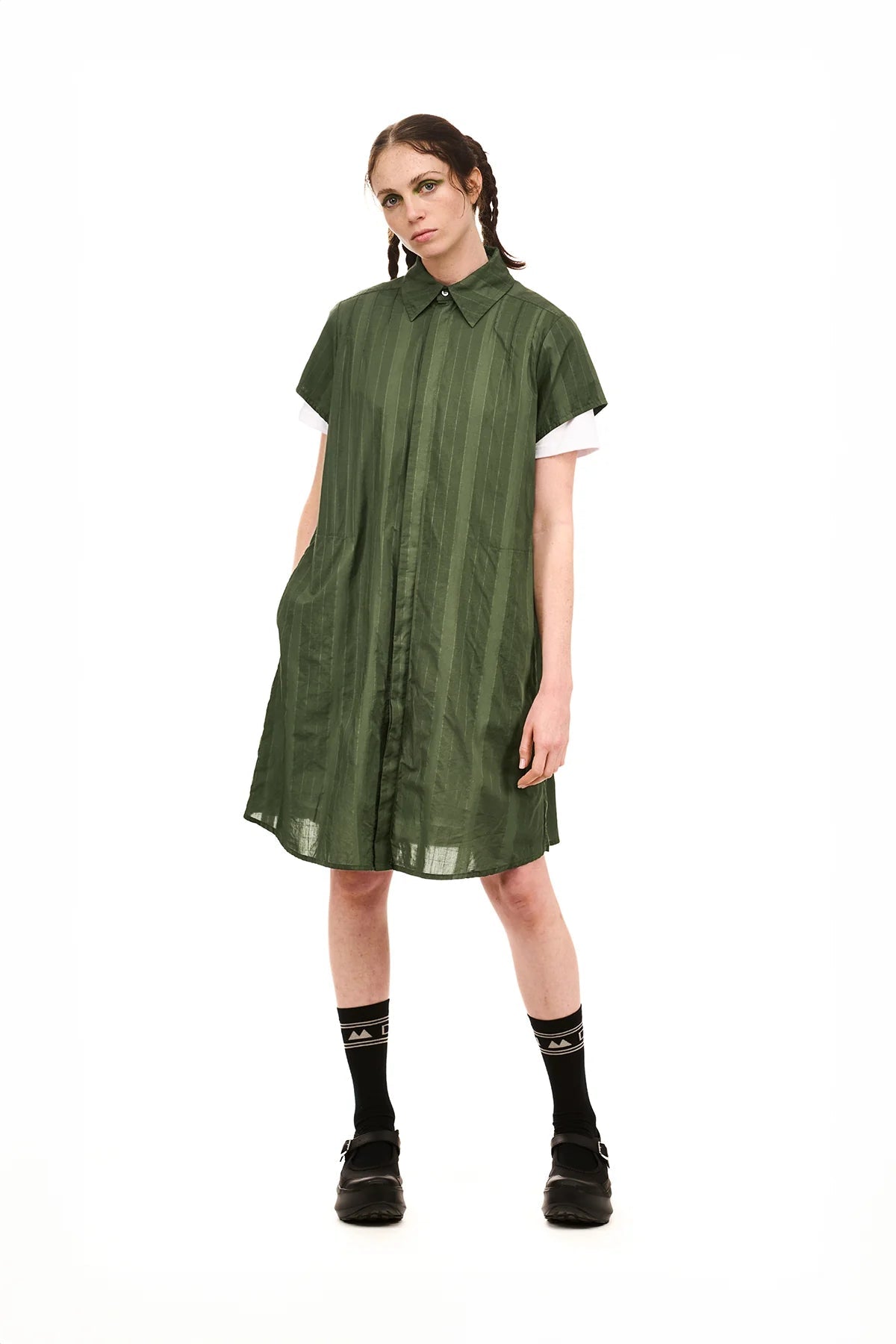 NOM*d | Grid Shirt Dress | Green Olive | Palm Boutique