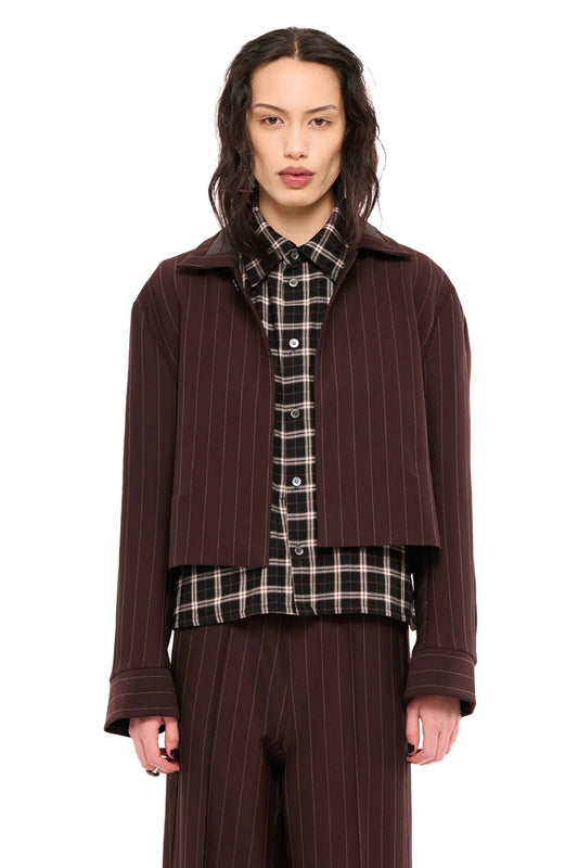 NOM*d | Hero Jacket Bonded Pinstripe | Chocolate | Palm Boutique