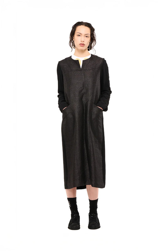 NOM*d | Office Dress Shiny Texture | Black | Palm Boutique