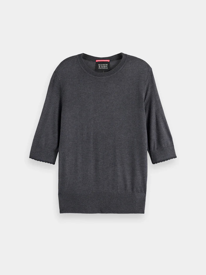 Scotch and Soda | Crew Neck Short Sleeved Pullover | Charcoal Melange | Palm Boutique