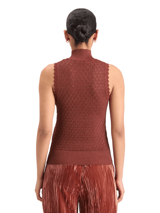 Scotch and Soda | Metallic Pointelle Knitted Tank | Rust | Palm Boutique