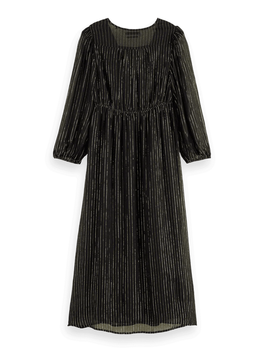 Scotch and Soda | Midi Dress with Lurex and Puff Sleeve | Evening Black | Palm Boutique