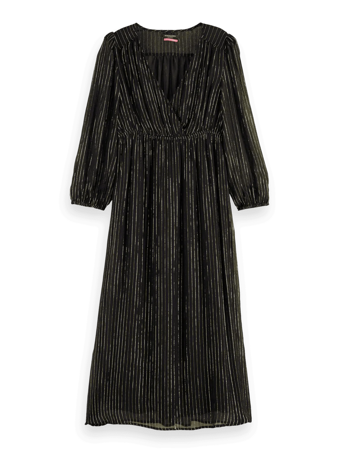 Scotch and Soda | Midi Dress with Lurex and Puff Sleeve | Evening Black | Palm Boutique