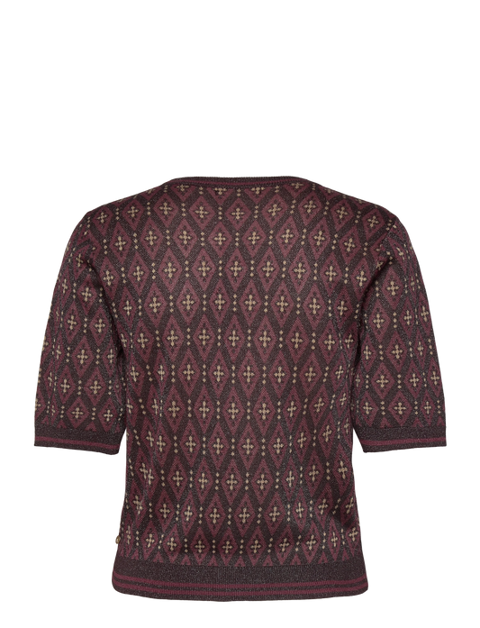 Scotch and Soda | Short Sleeve Jacquard Pullover | Dark Bordeaux | Palm Boutique