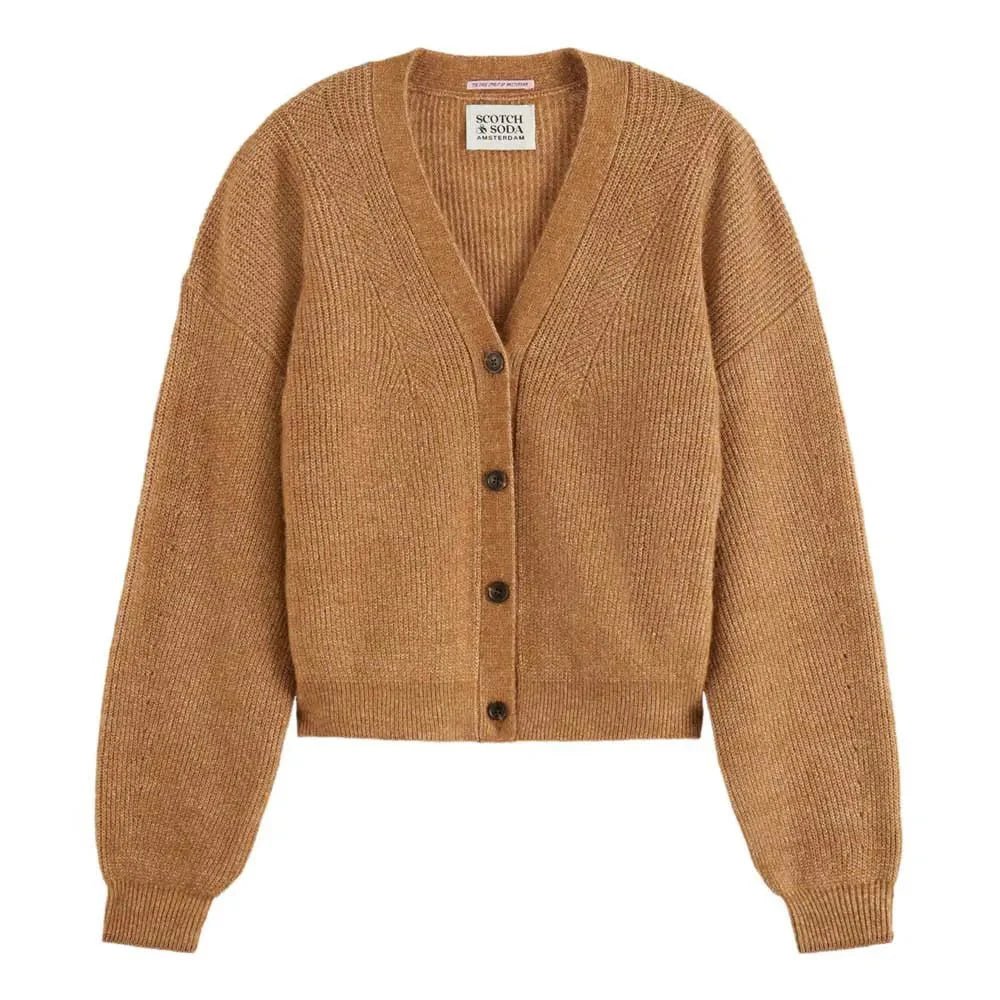 Scotch & Soda | Core Fuzzy Relaxed Cardigan | Tobacco Melange | Palm Boutique