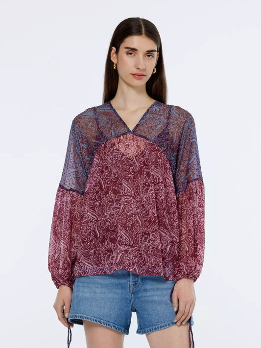 Scotch & Soda | Printed Fil Coupe Top | Blue Mountain Print | Palm Boutique