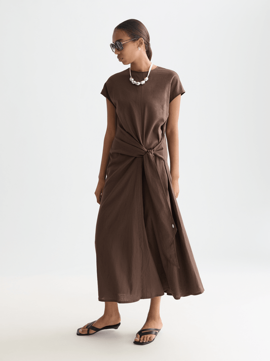 Scotch & Soda | Relaxed Linen Blend Ankle Tie Dress | Hot Fudge | Palm Boutique
