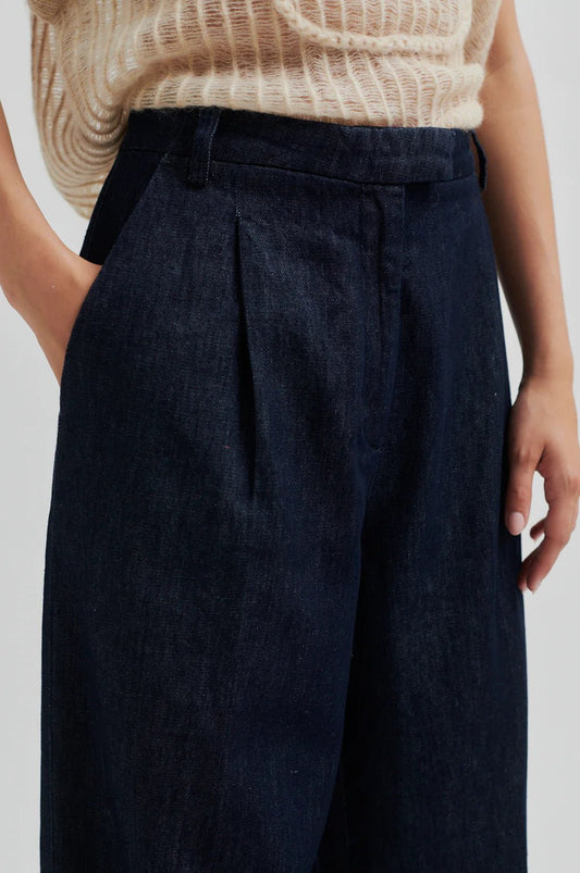 Second Female | Alluet Trousers | Dark Blue Denim | Palm Boutique