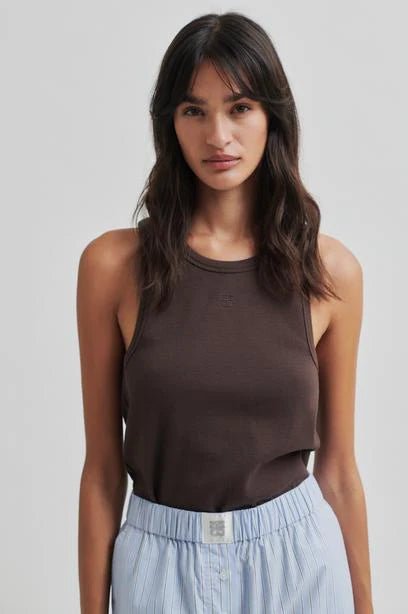 Second Female | Gelina Tank Top | Chocolate Brown | Palm Boutique