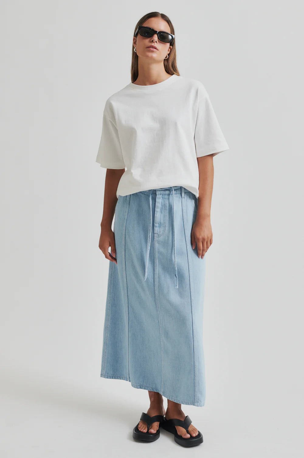 Second Female | Irvin Denim Skirt | Light Blue Denim | Palm Boutique