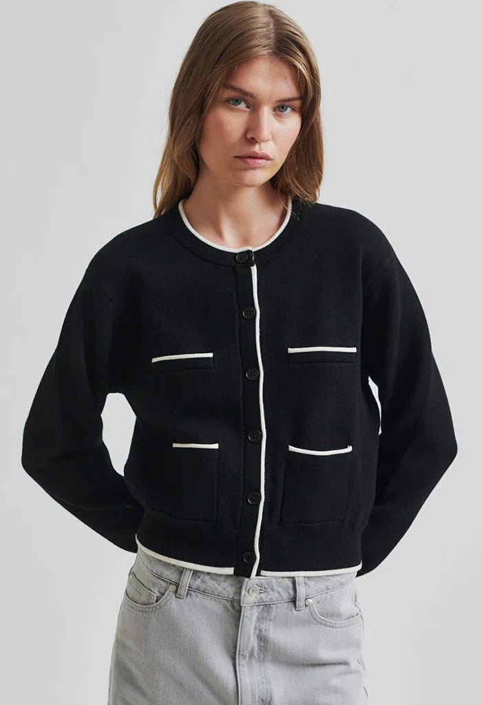 Second Female | Stinne Knit Cardigan | Black | Palm Boutique
