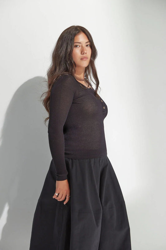 Standard Issue | Cotton Henley | Black | Palm Boutique