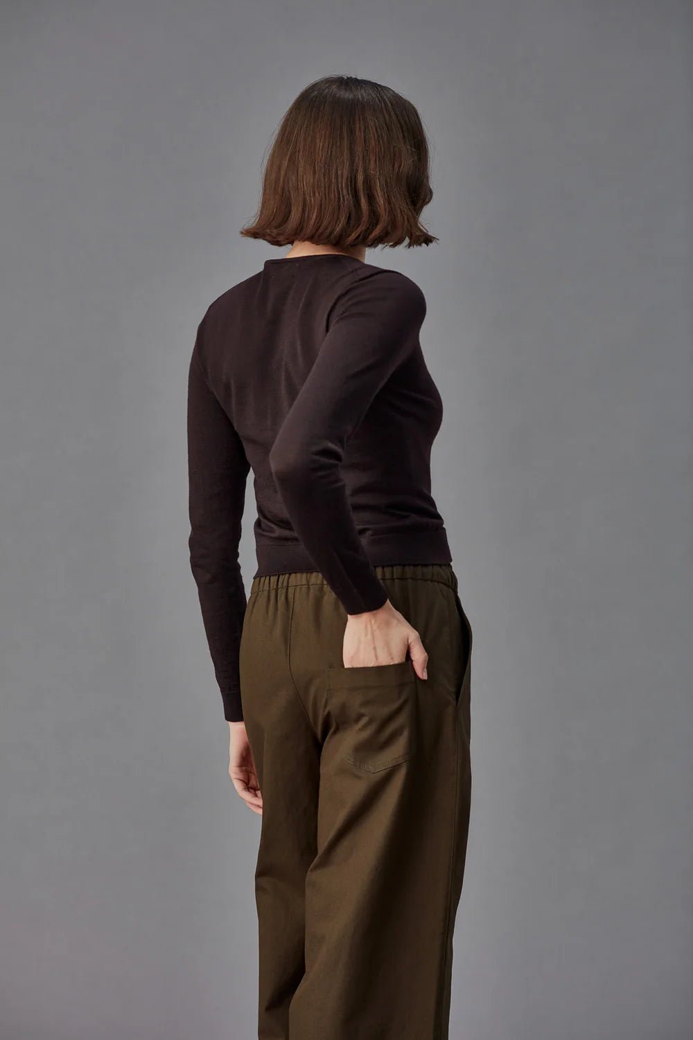 Standard Issue | Merino Crop Crew Cardi | Umber | Palm Boutique