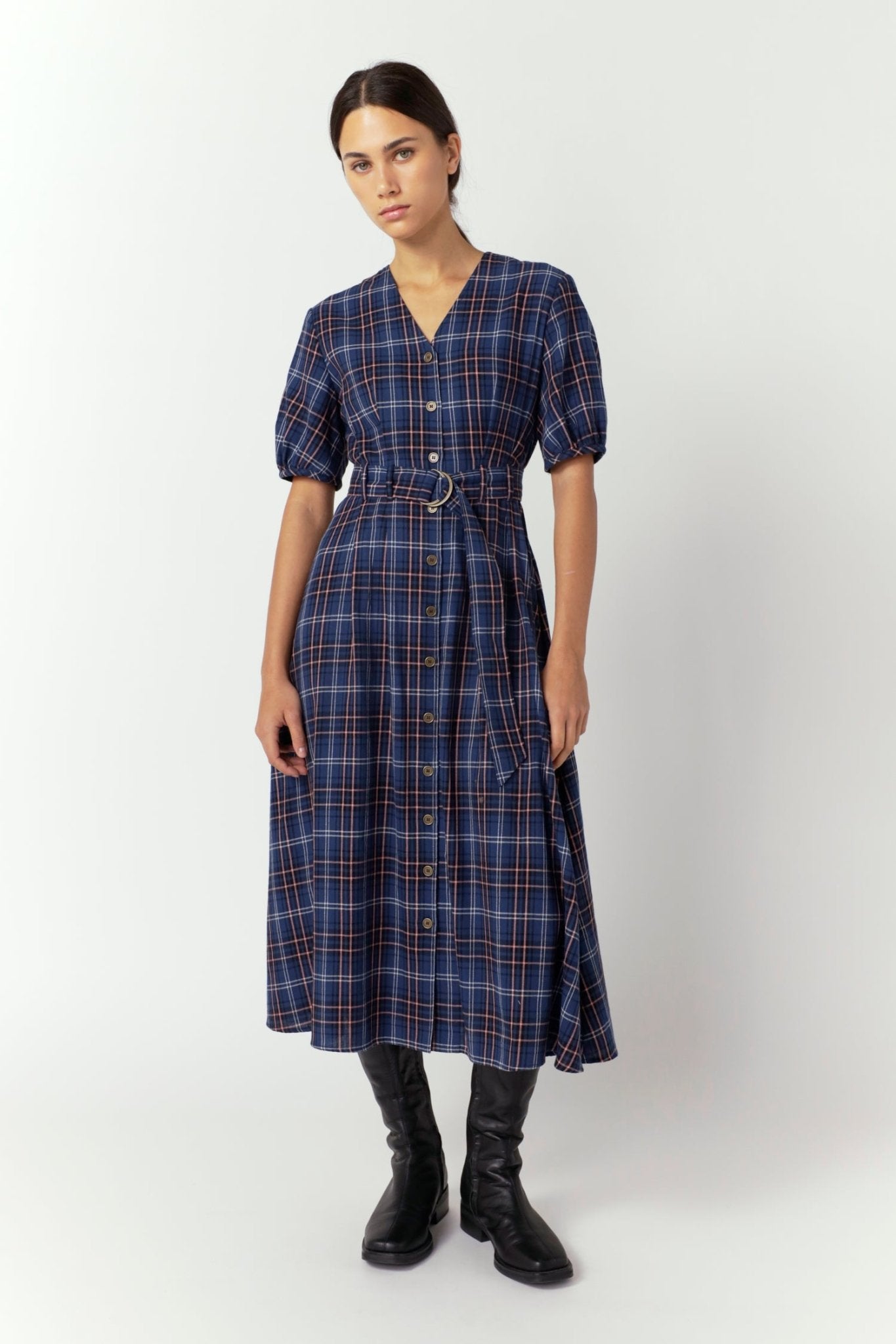 Sylvester | Plaid Dress | Navy | Palm Boutique