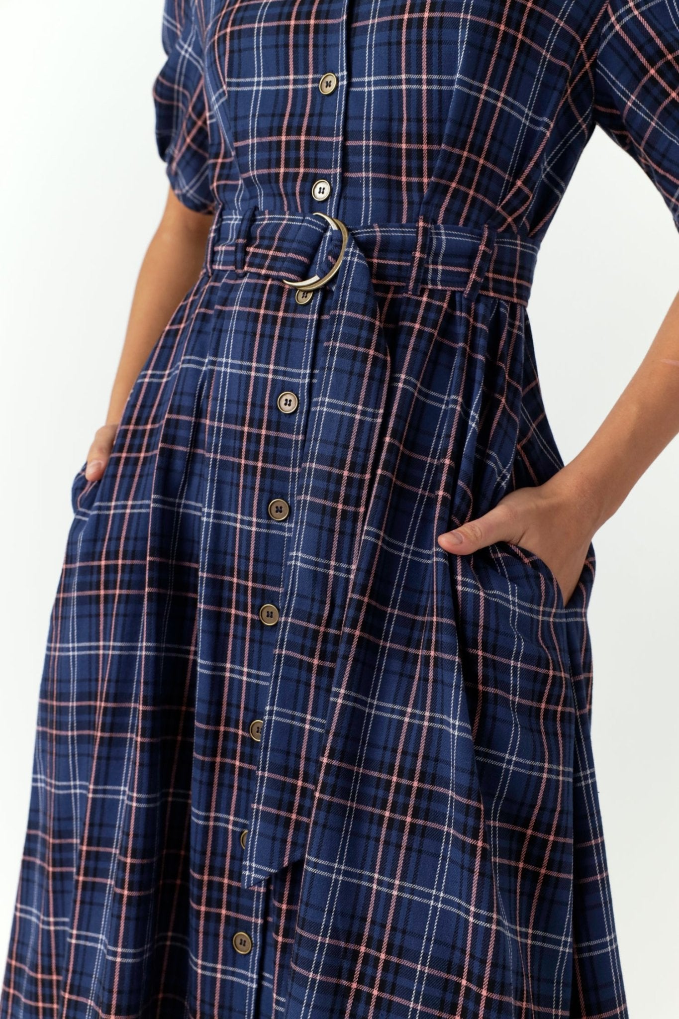 Sylvester | Plaid Dress | Navy | Palm Boutique