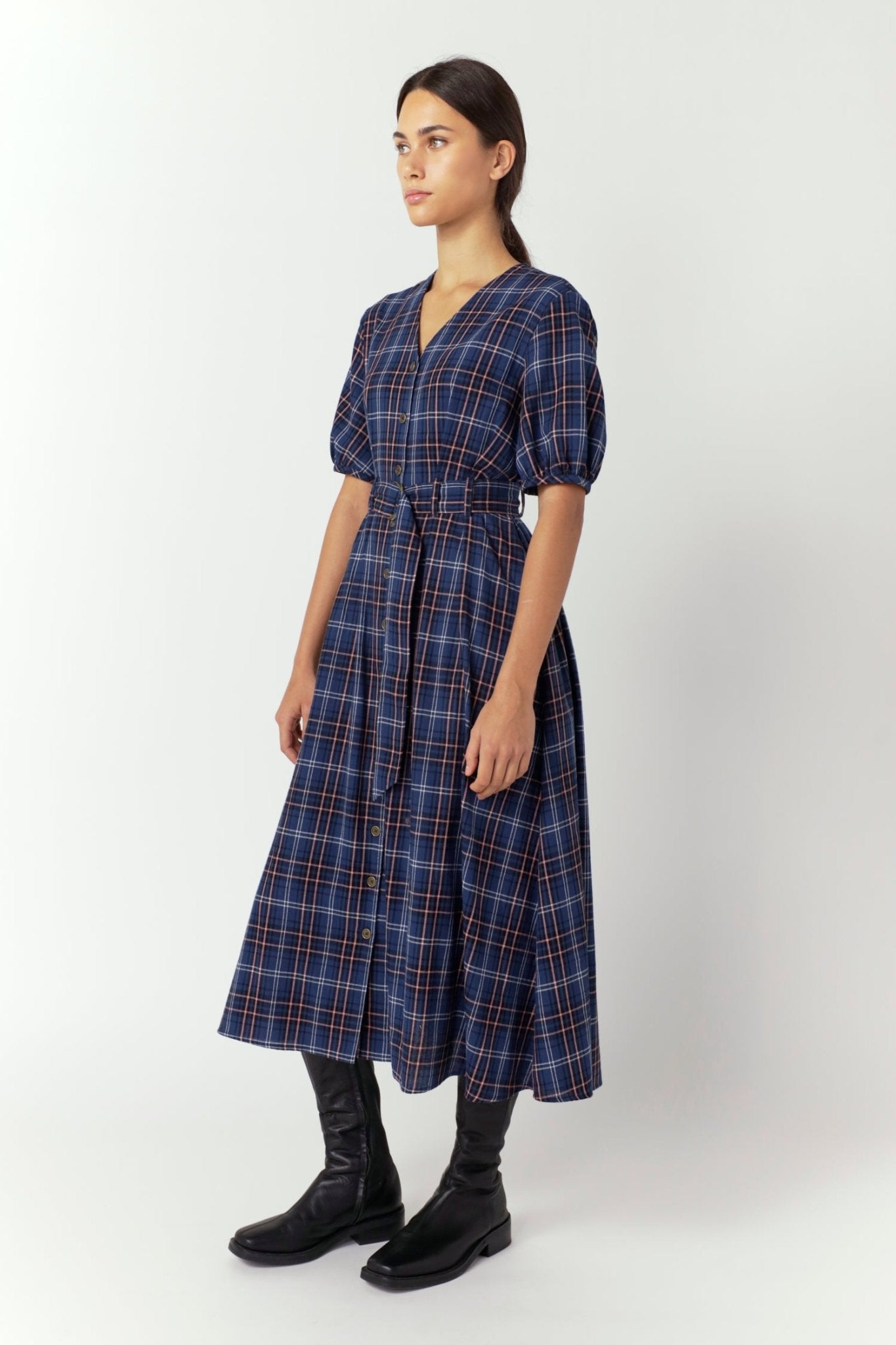 Sylvester | Plaid Dress | Navy | Palm Boutique