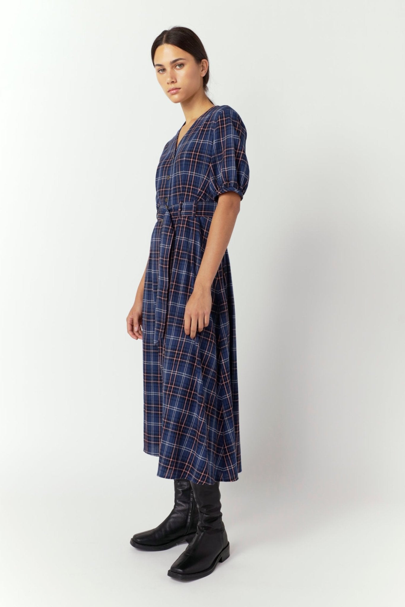 Sylvester | Plaid Dress | Navy | Palm Boutique