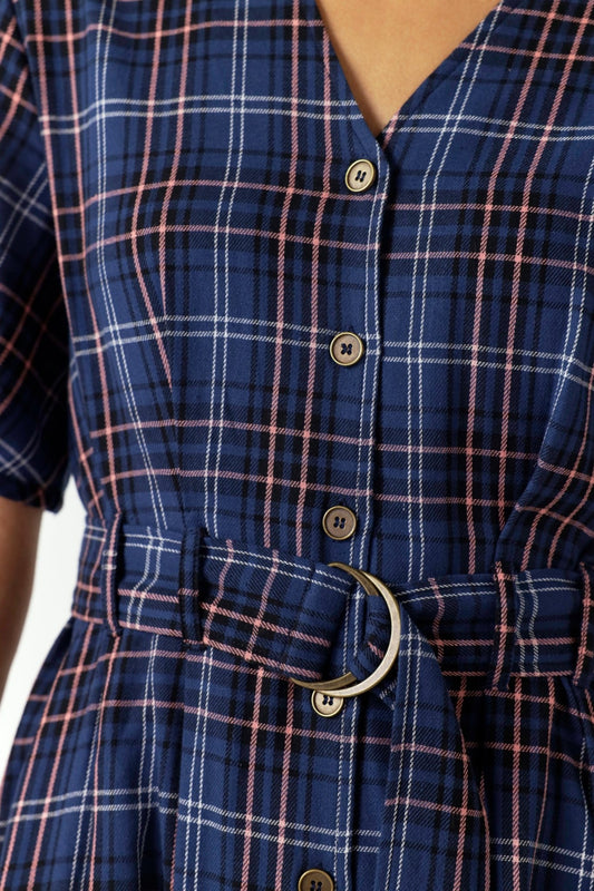 Sylvester | Plaid Dress | Navy | Palm Boutique