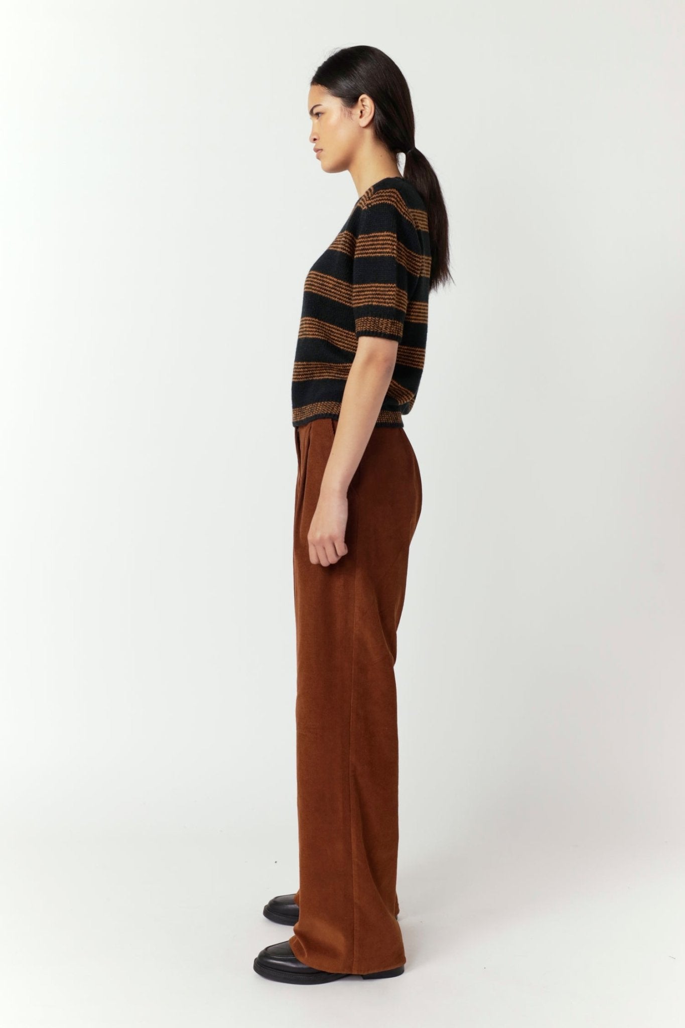 Sylvester | Riley Stripe Top | Black/Ginger | Palm Boutique
