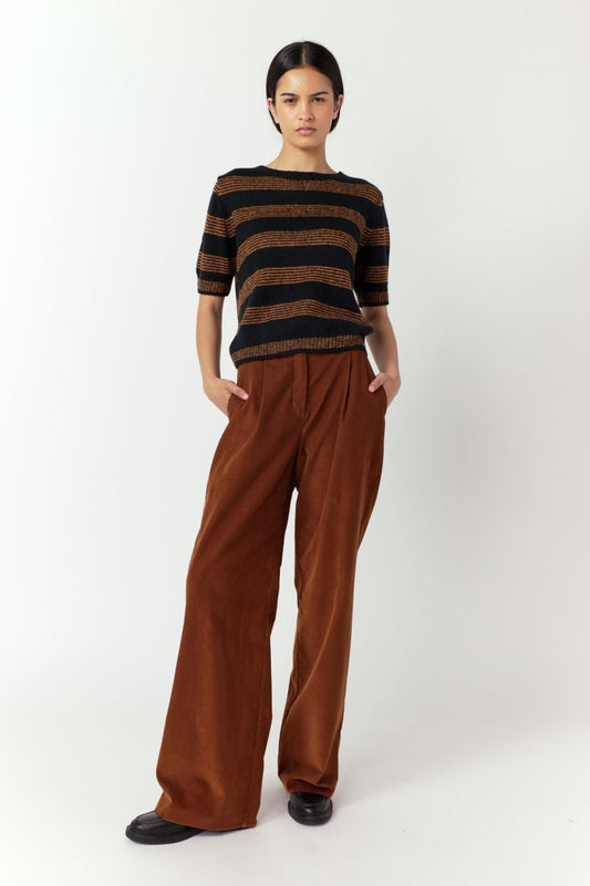 Sylvester | Riley Stripe Top | Black/Ginger | Palm Boutique