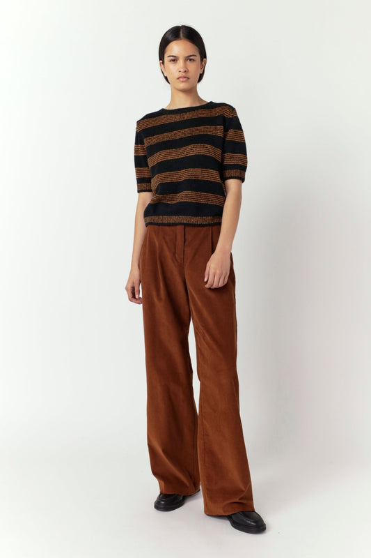 Sylvester | Riley Stripe Top | Black/Ginger | Palm Boutique