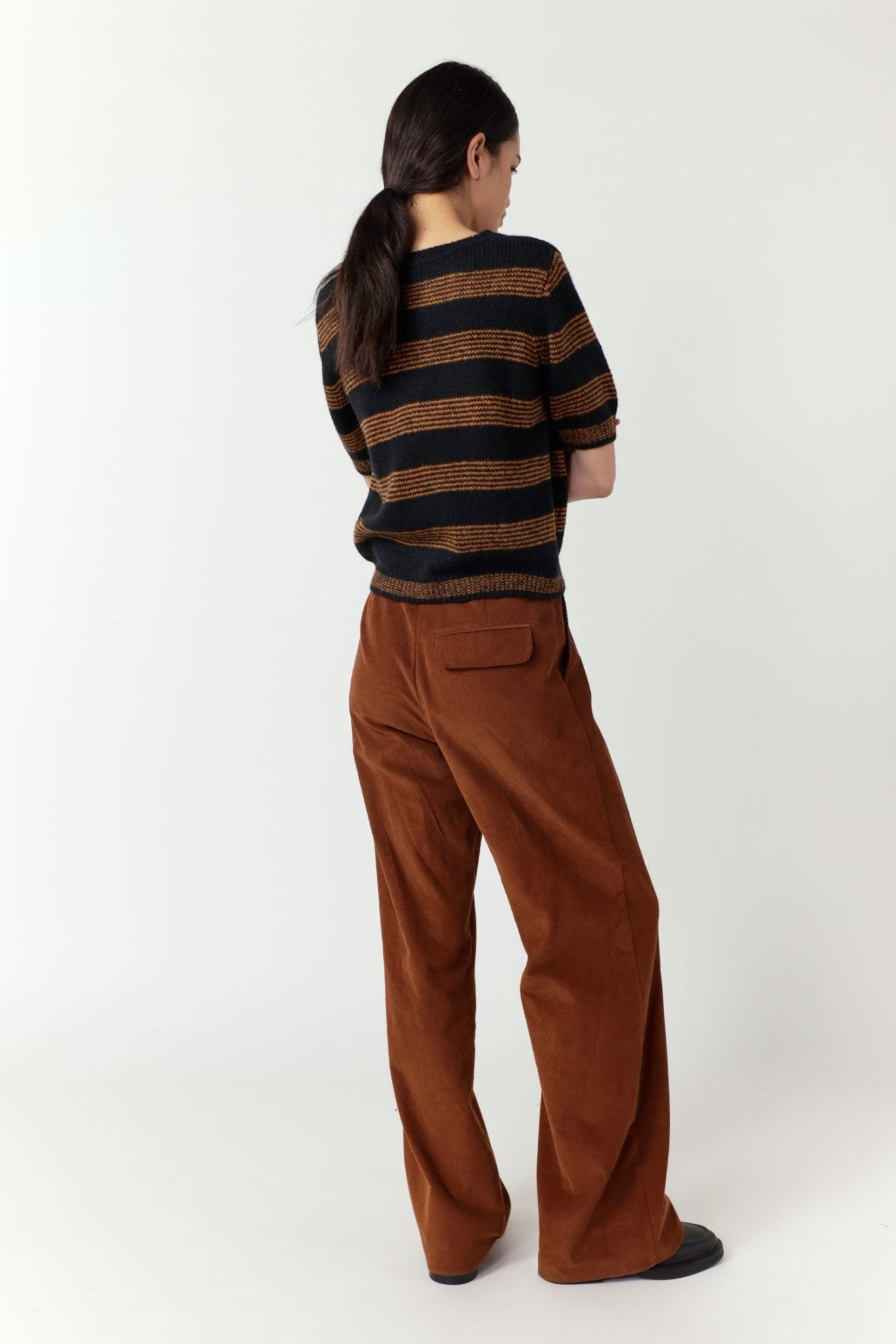 Sylvester | Riley Stripe Top | Black/Ginger | Palm Boutique