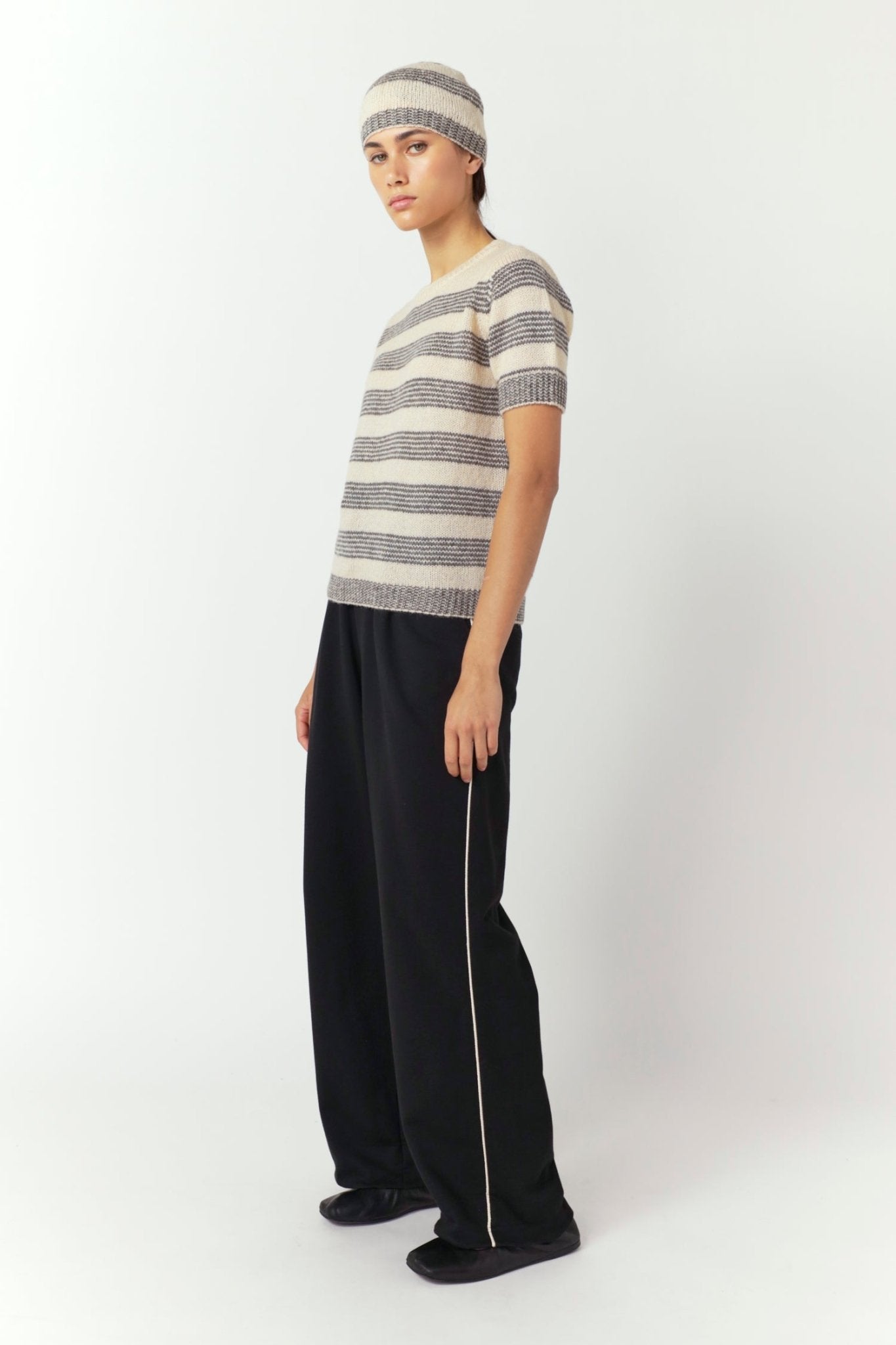 Sylvester | Riley Stripe Top | Porcelain/Grey | Palm Boutique