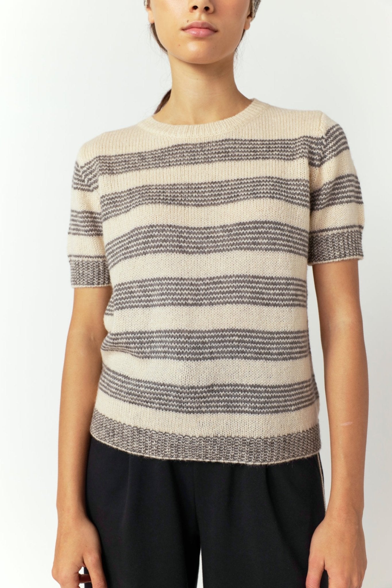 Sylvester | Riley Stripe Top | Porcelain/Grey | Palm Boutique