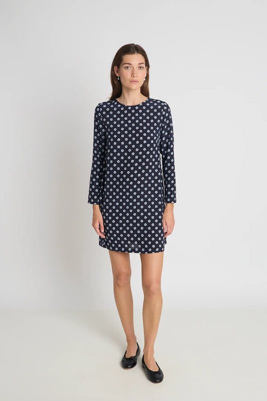 twenty-seven names | Everyone's free dress | Navy daisy silk | Palm Boutique