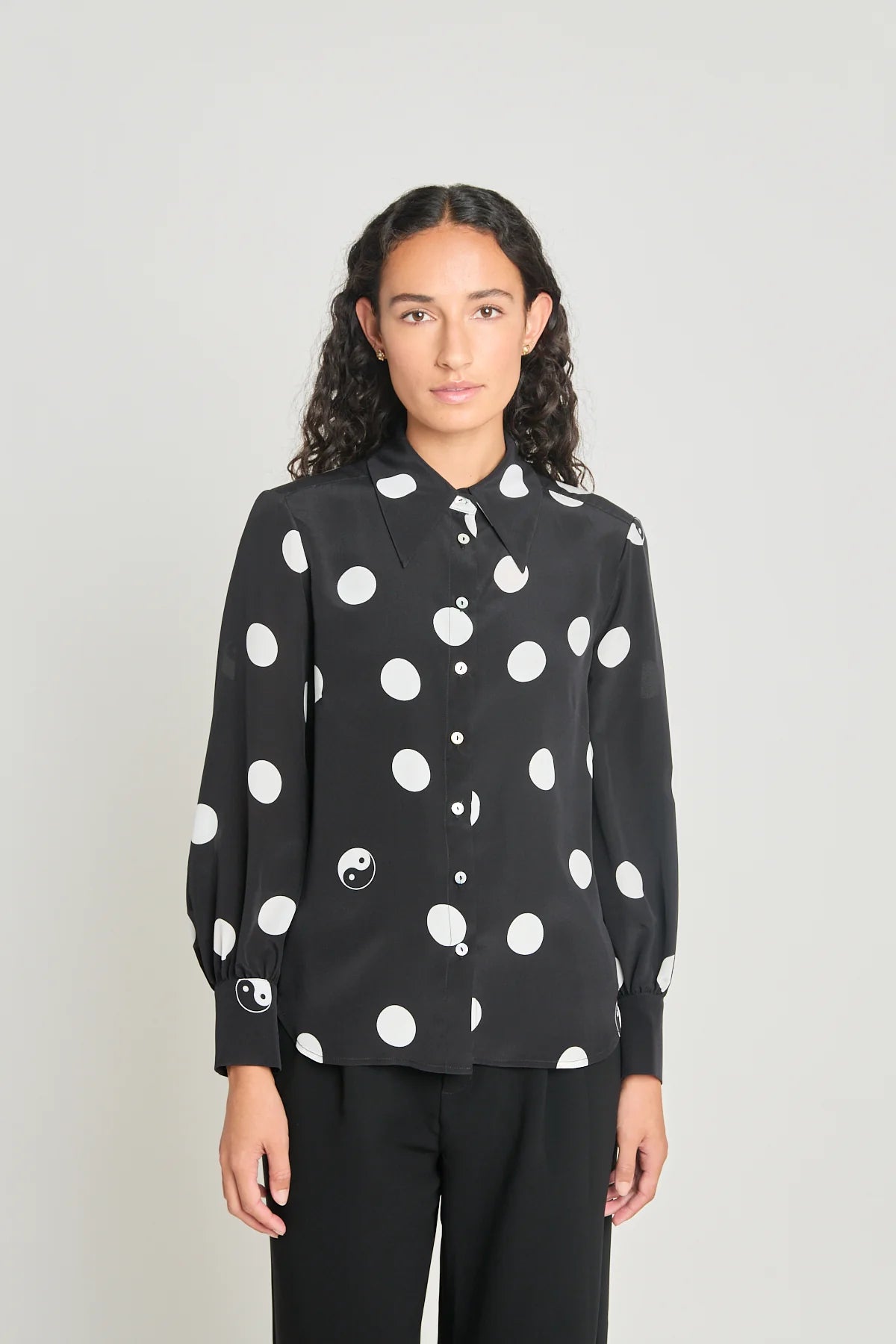 twenty - seven names | Existentialist shirt | Black polka dot | Palm Boutique