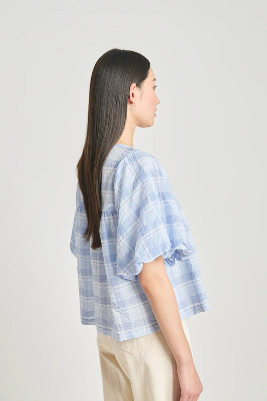 twenty - seven names | Pearly gates blouse | Pale Blue Check | Palm Boutique