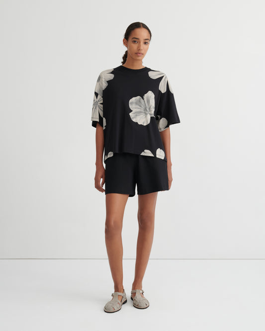 Oversized Boxy Tee | Monochrome Floral