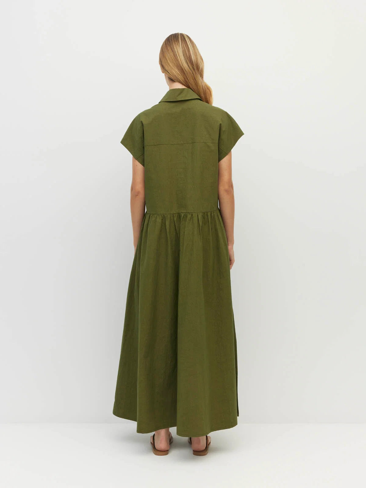 Lenni Dress (Crushed Cotton) Moss