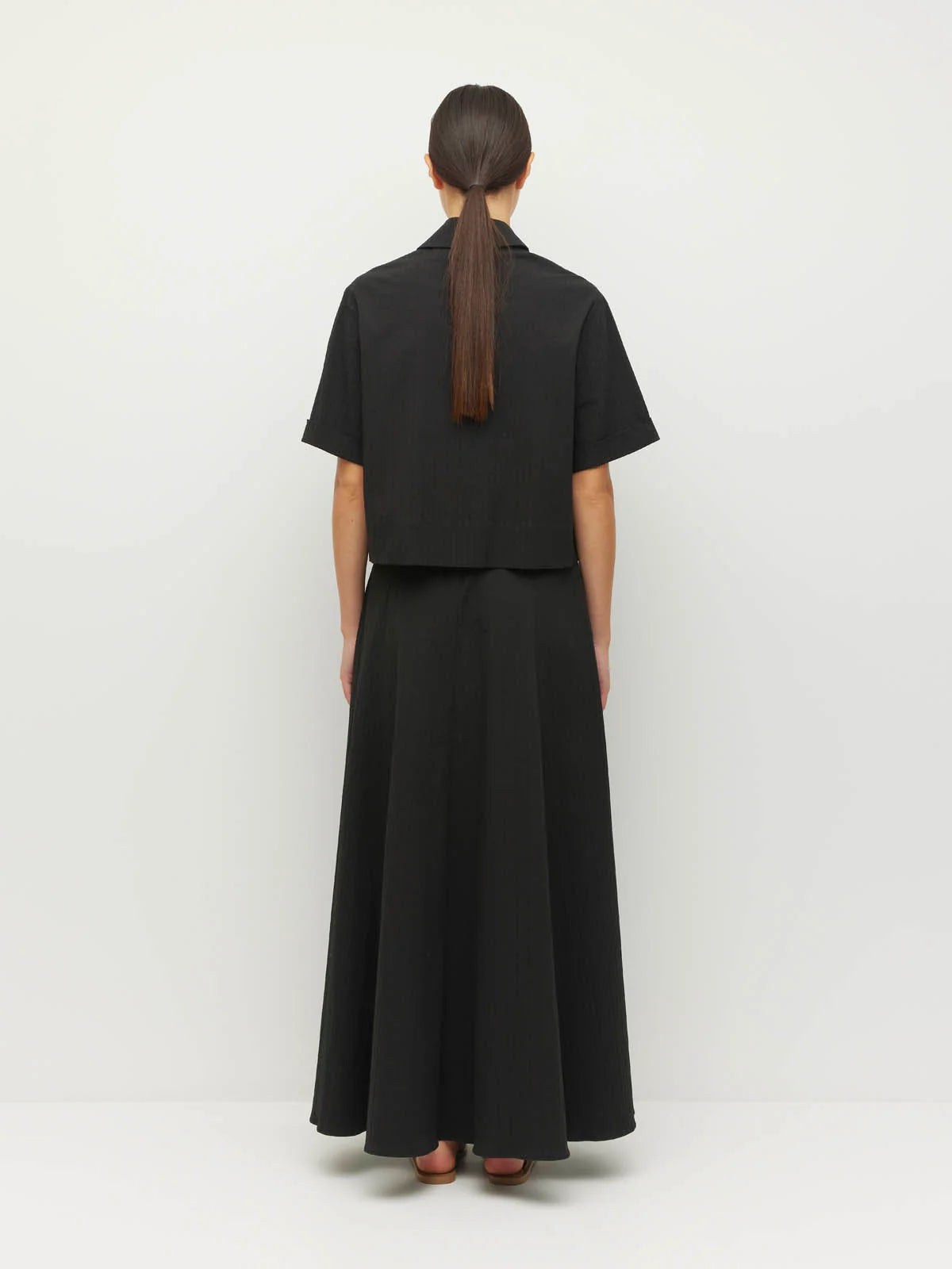Everly Shirt (Thread Line Cotton) Black Linear