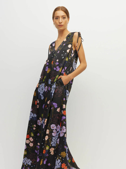 Tulia Dress (Afterglow Floral Twill) Noir