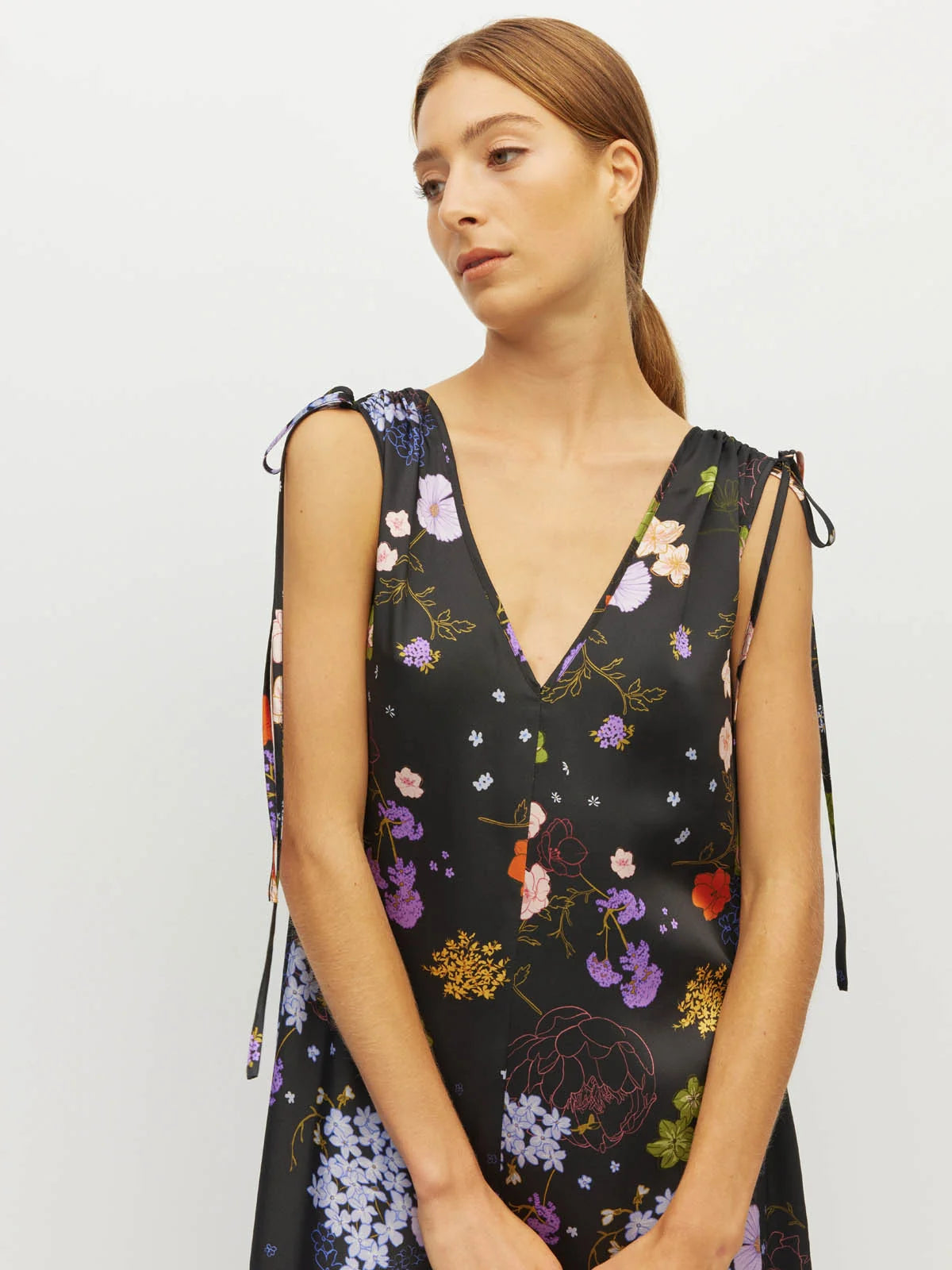 Tulia Dress (Afterglow Floral Twill) Noir