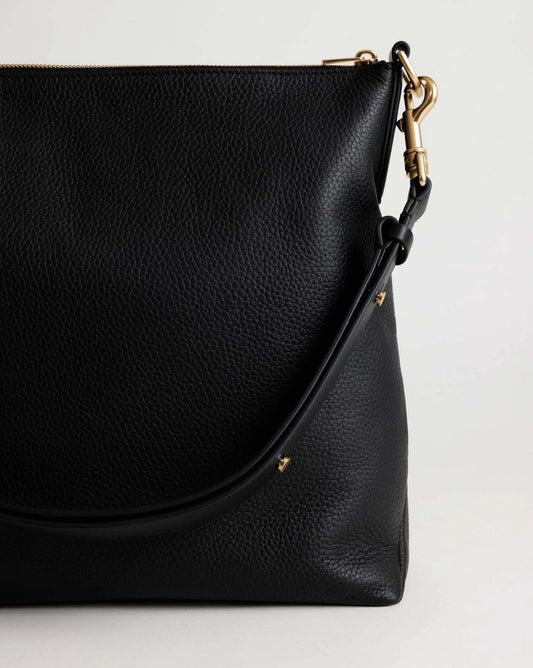 Yu Mei | Braidy Bag | Black Deer Nappa with Brass Hardware | Palm Boutique
