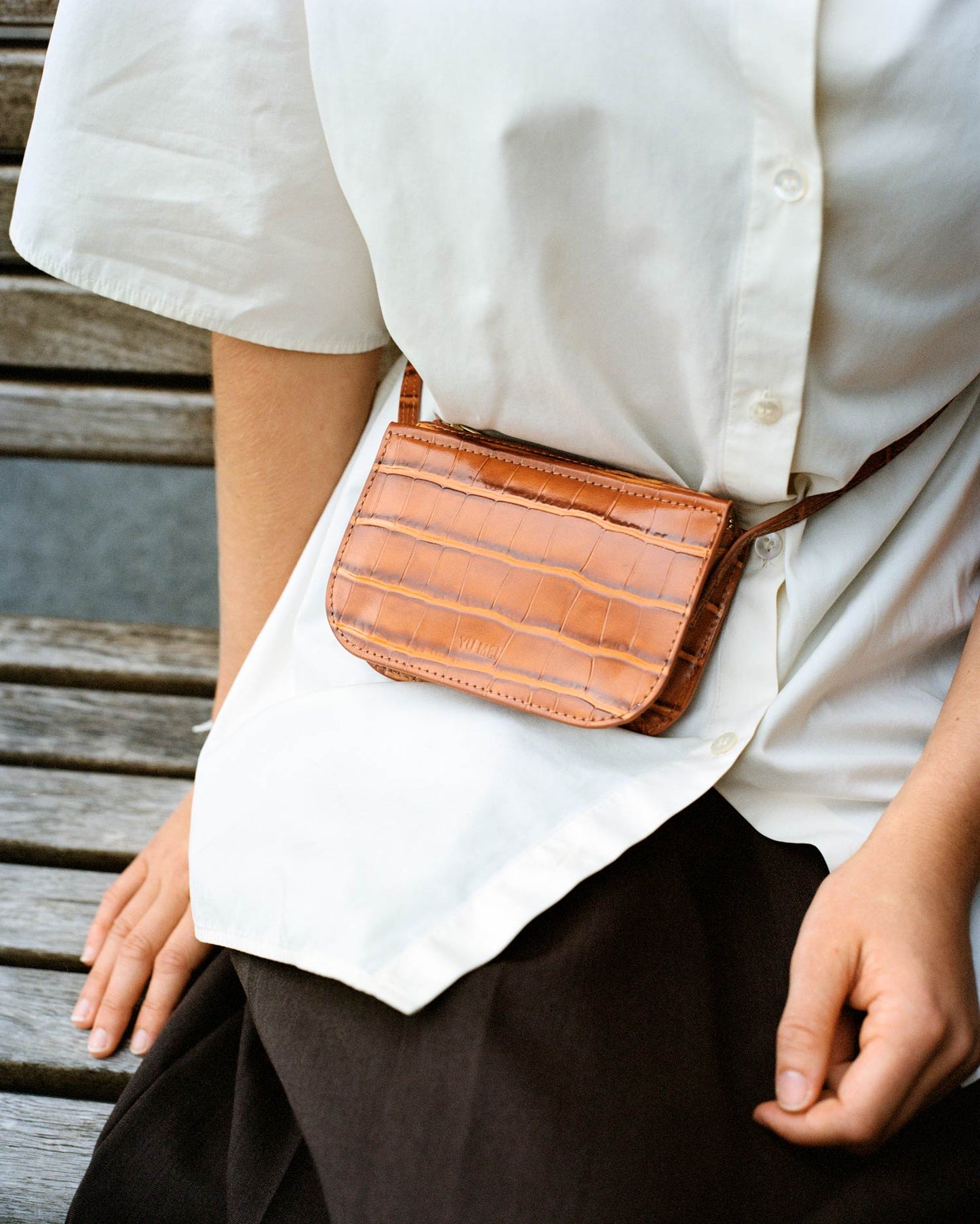 Yu Mei | Mini Vi Pouch | Apricot Croc | Palm Boutique