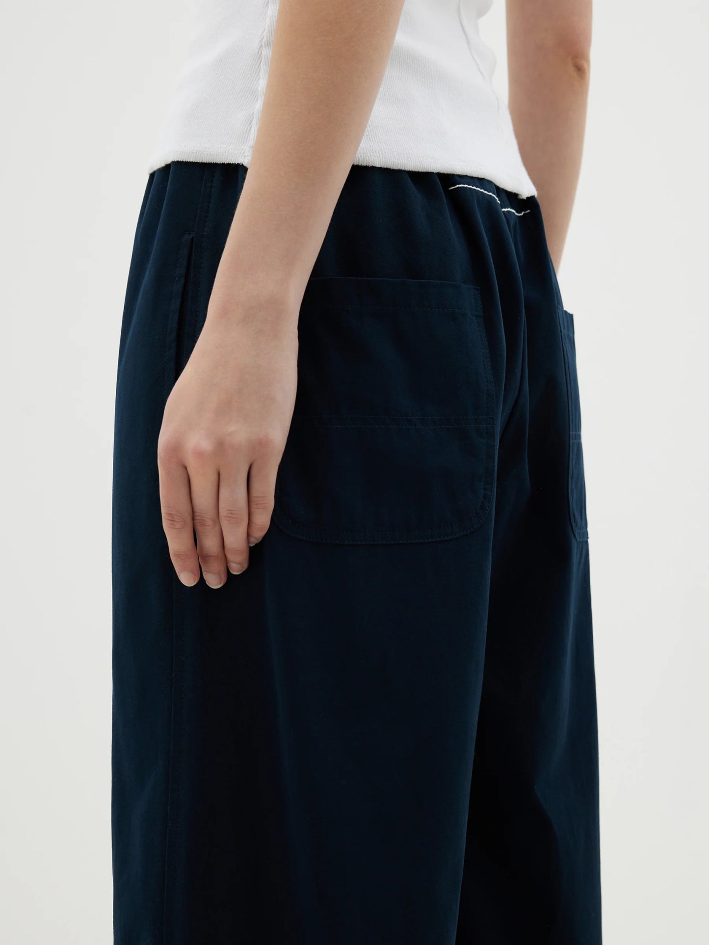 bassike | Canvas Pull On Wide Leg Pant | Ink | Palm Boutique